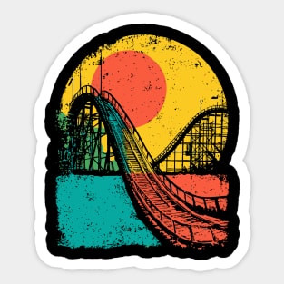 Vibrant Pop Art Retro Roller Coaster Ride Sticker